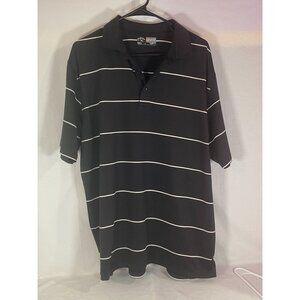 Callaway Opti-Dri Mens Large Golf Polo Shirt Black White Striped Performance L